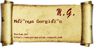 Mánya Gorgiás névjegykártya
